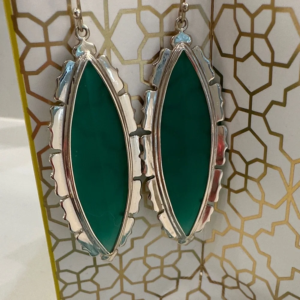 Kendra Scott VINTAGE Teal Marquise Drop Earrings in Gold-Tone